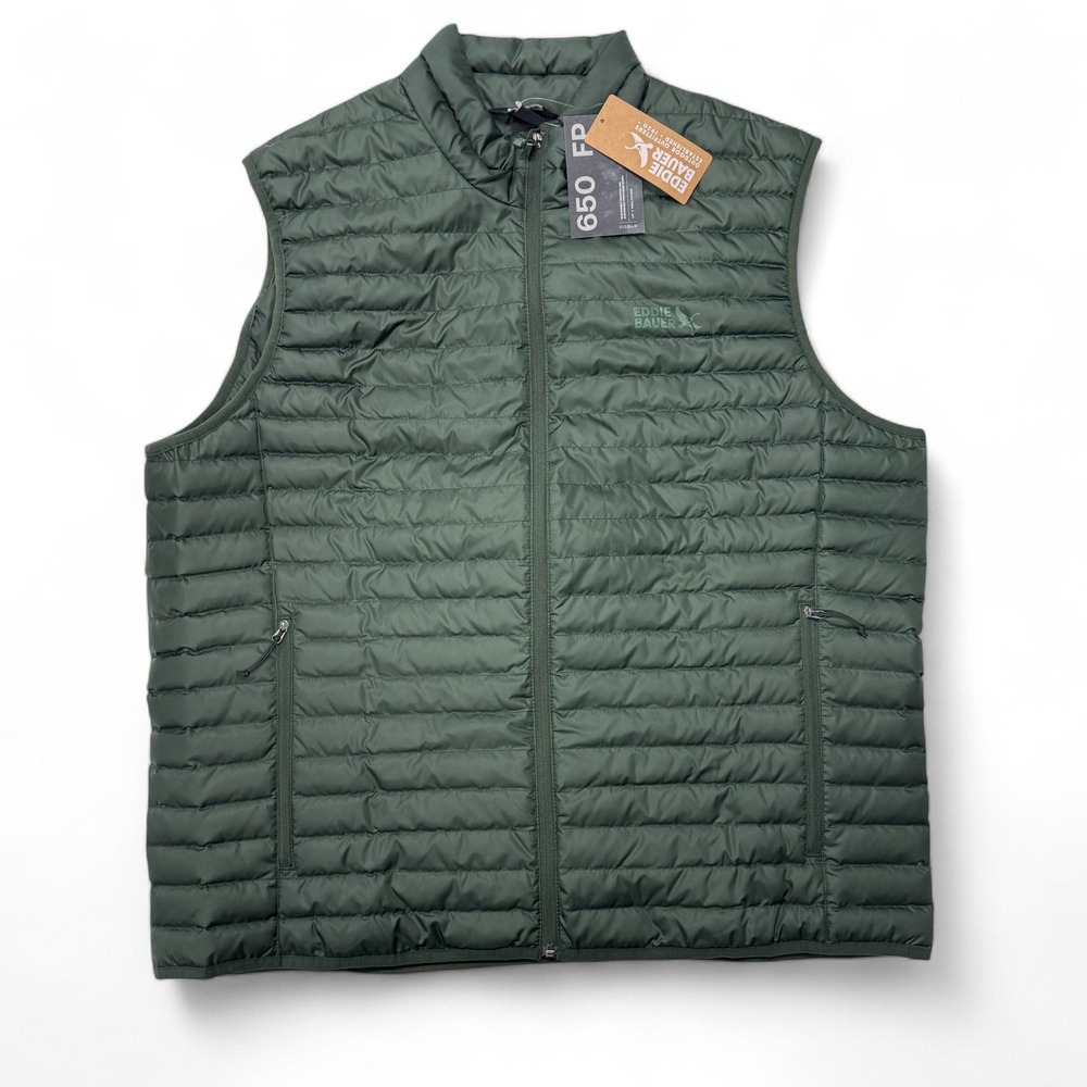 Eddie Bauer Microlight 650 Down Vest NWT Mens XL Dark Green Puffer Jacket